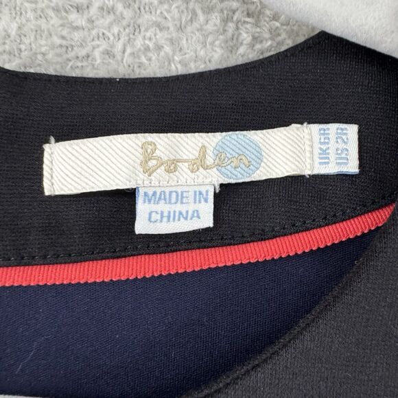 Boden Dress Womens 2R Black Ponte Stretch Sheath Crew Neck 3/4 Flutter Sleeve - Picture 2 of 16